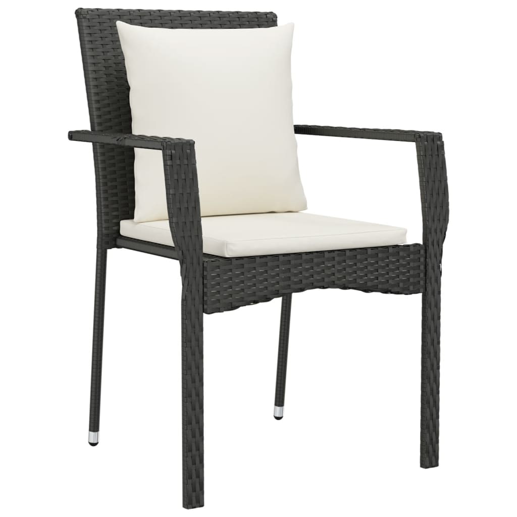 vidaXL Set mobilier de grădină cu perne, 9 piese, negru, poliratan vidaXL Set mobilier de grădină cu perne, 9 piese, negru, poliratan