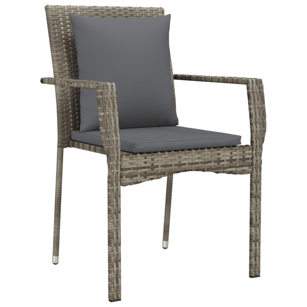 vidaXL Set mobilier grădină cu perne, 9 piese, gri, poliratan vidaXL Set mobilier grădină cu perne, 9 piese, gri, poliratan