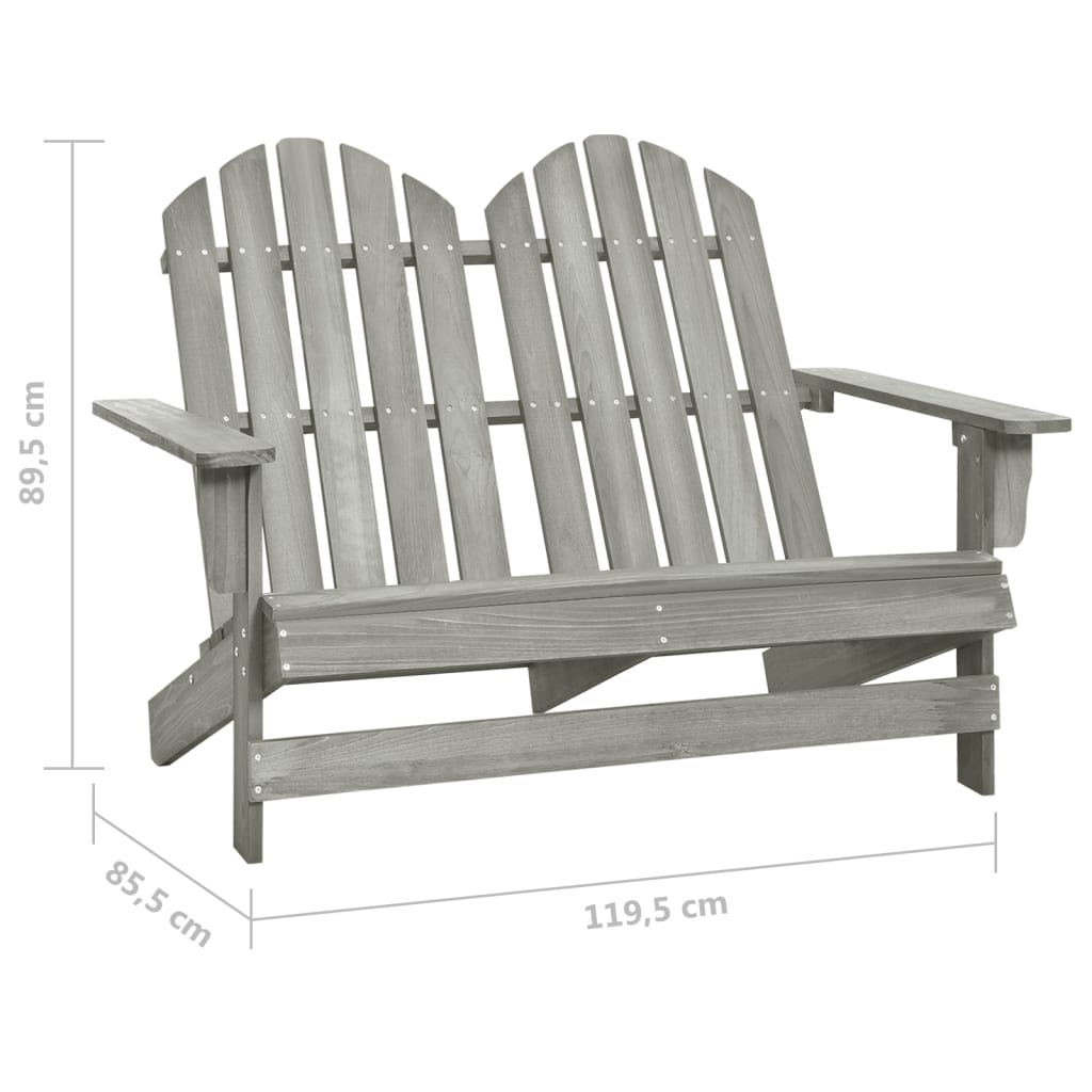vidaXL Scaun de grădină Adirondack cu 2 locuri, gri, lemn masiv brad