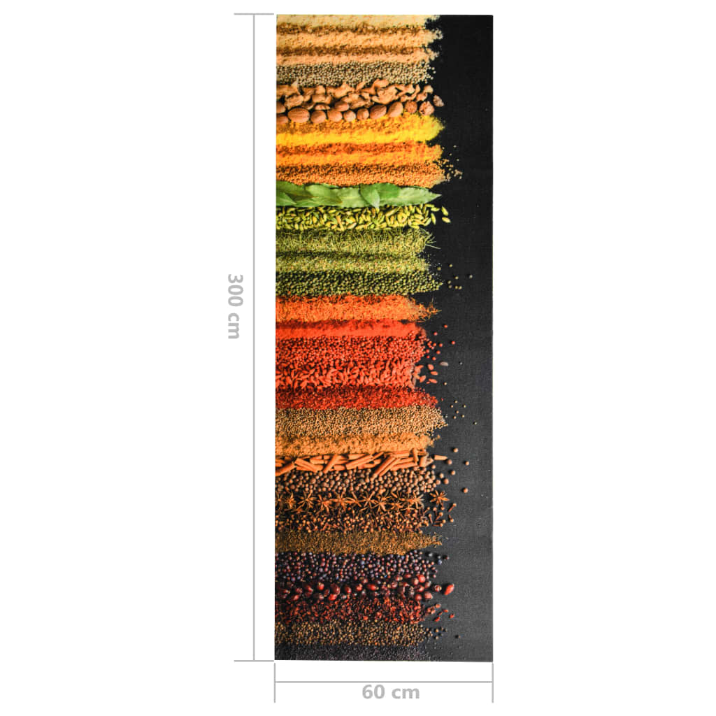 vidaXL Covoraș bucătărie, lavabil, imprimeu condimente, 60x300 cm