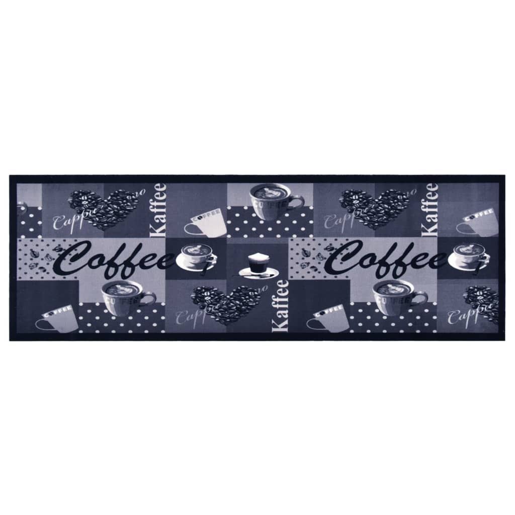 vidaXL Covoraș de bucătărie lavabil, albastru, model cafea, 60x180 cm