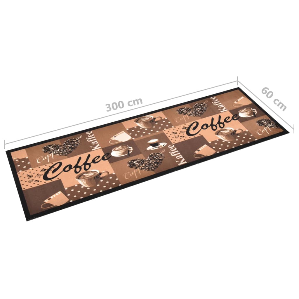 vidaXL Covoraș bucătărie, lavabil, maro, model cafea 60x300 cm
