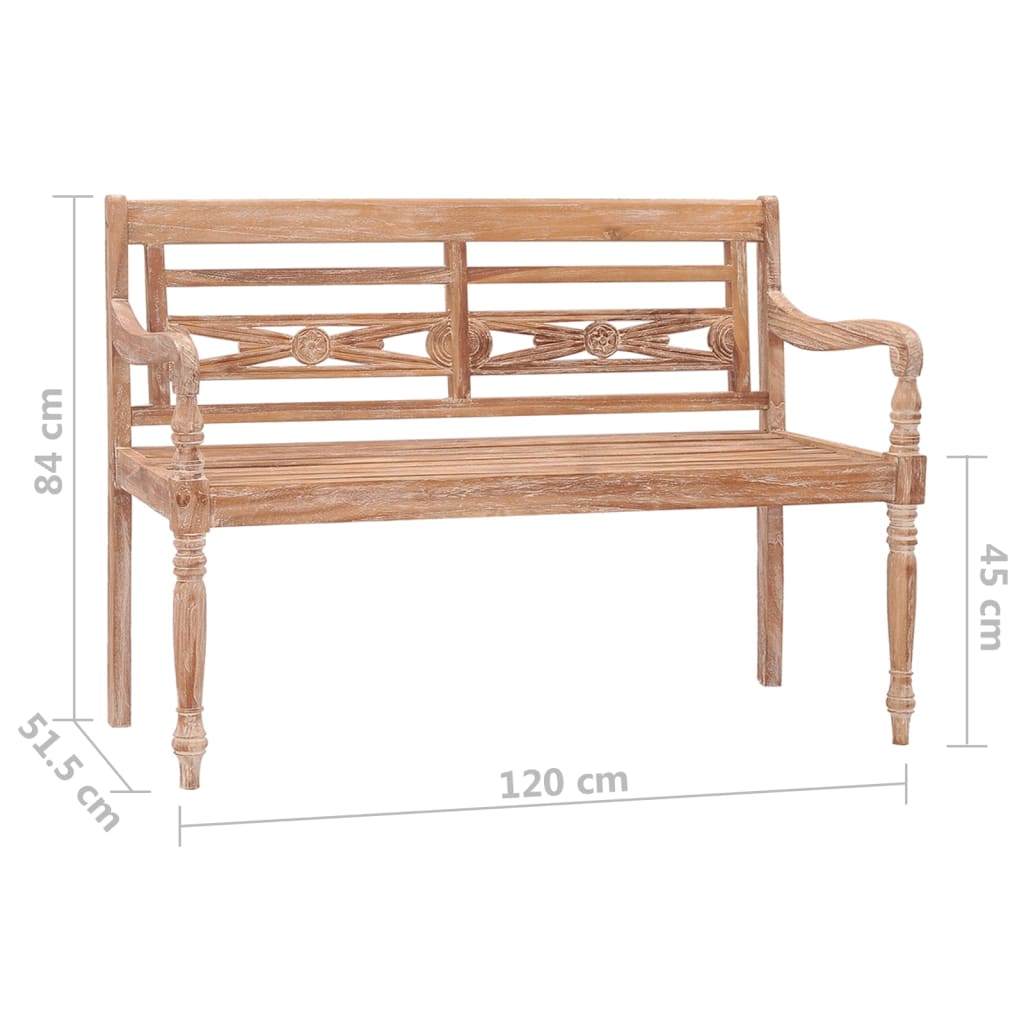vidaXL Bancă Batavia, aspect văruit alb, 120 cm, lemn masiv de tec vidaXL Bancă Batavia, aspect văruit alb, 120 cm, lemn masiv de tec