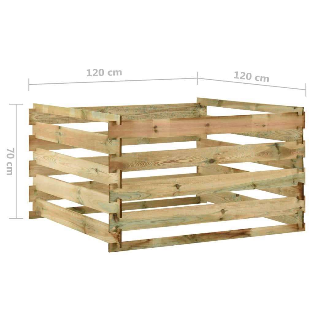 vidaXL Compostor de grădină din șipci 120x120x70 cm lemn de pin tratat vidaXL Compostor de grădină din șipci 120x120x70 cm lemn de pin tratat
