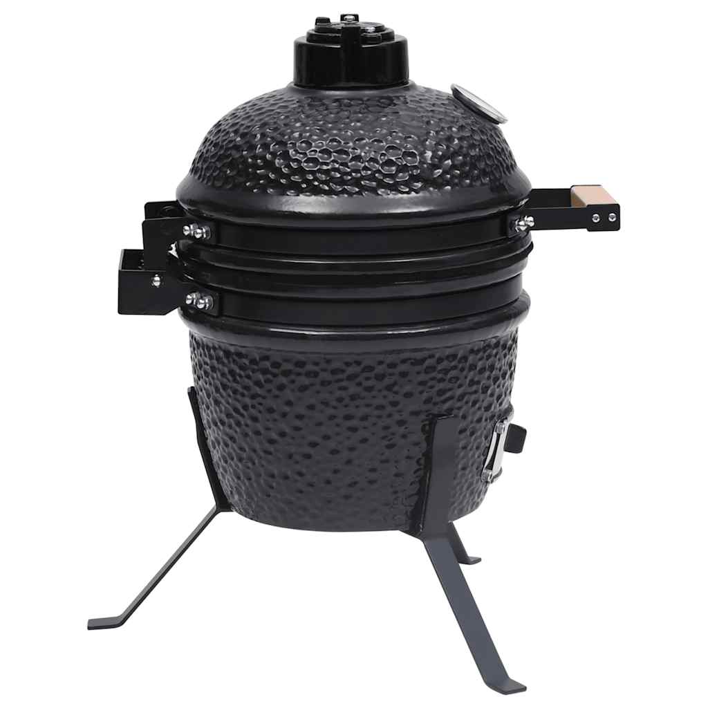 vidaXL Grătar cu afumătoare 2-în-1 Kamado, negru, 56 cm, ceramică
