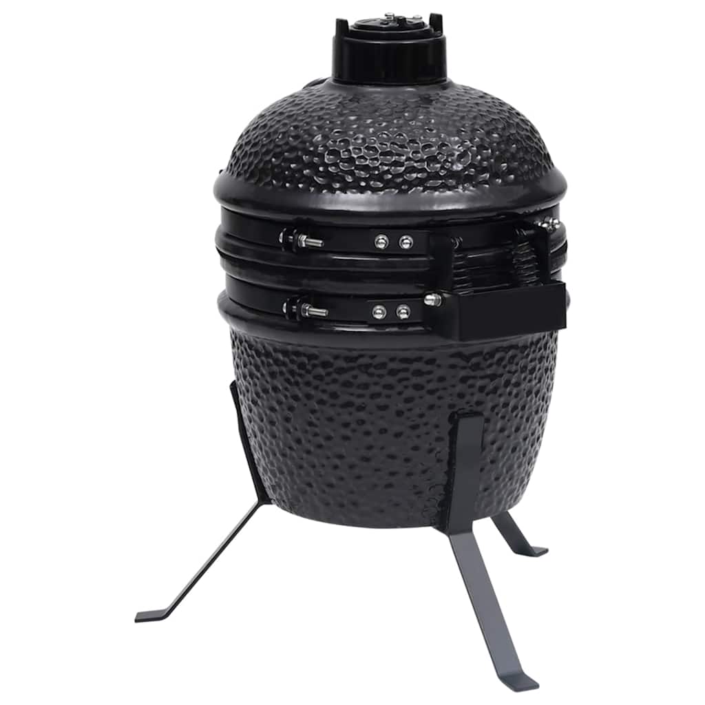 vidaXL Grătar cu afumătoare 2-în-1 Kamado, negru, 56 cm, ceramică