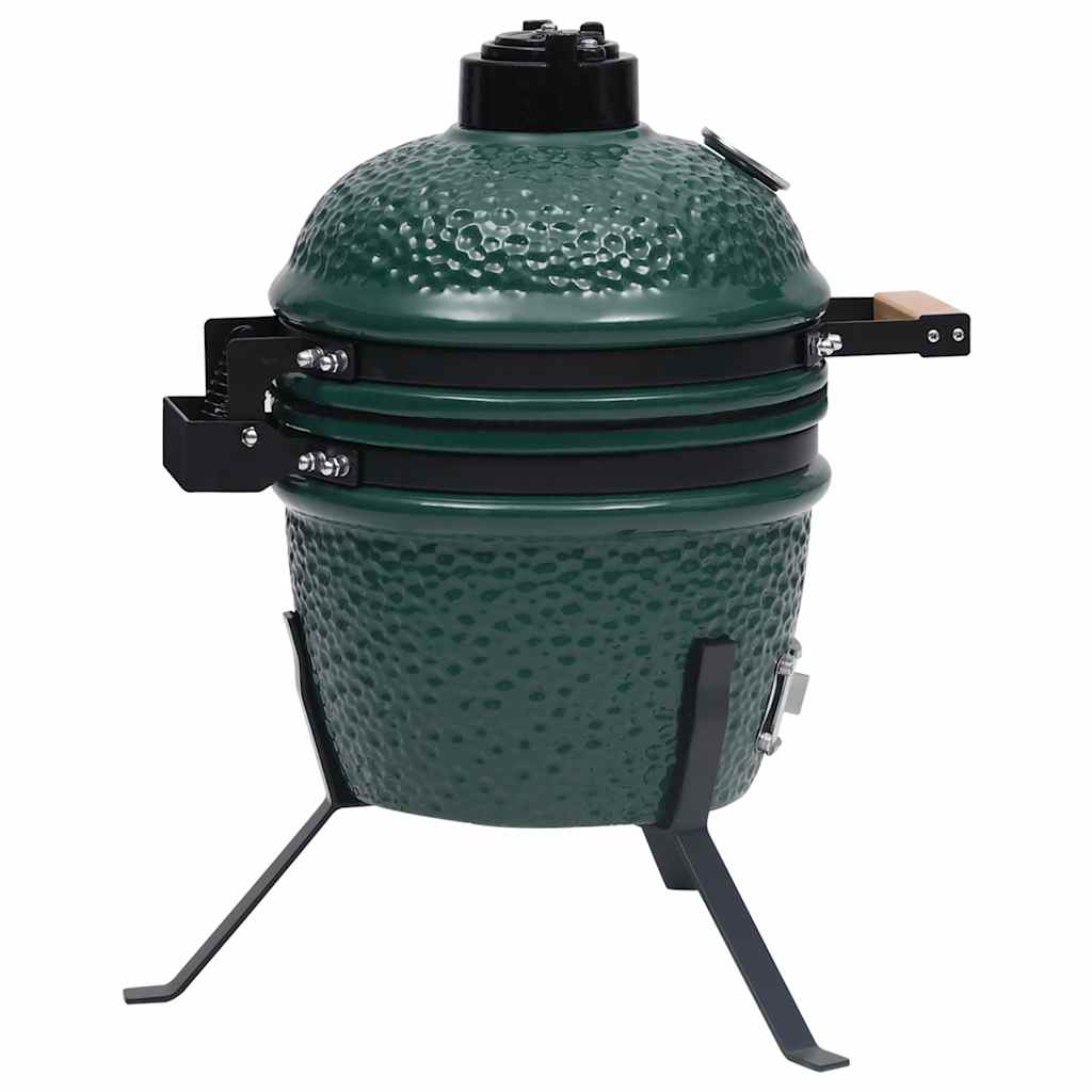 vidaXL Grătar cu afumătoare 2-în-1 Kamado, verde, 56 cm, ceramică