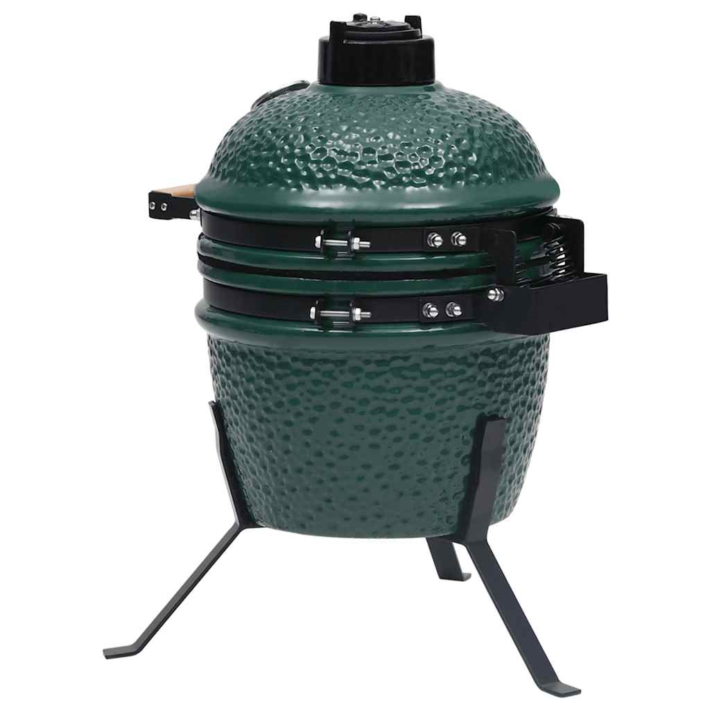 vidaXL Grătar cu afumătoare 2-în-1 Kamado, verde, 56 cm, ceramică