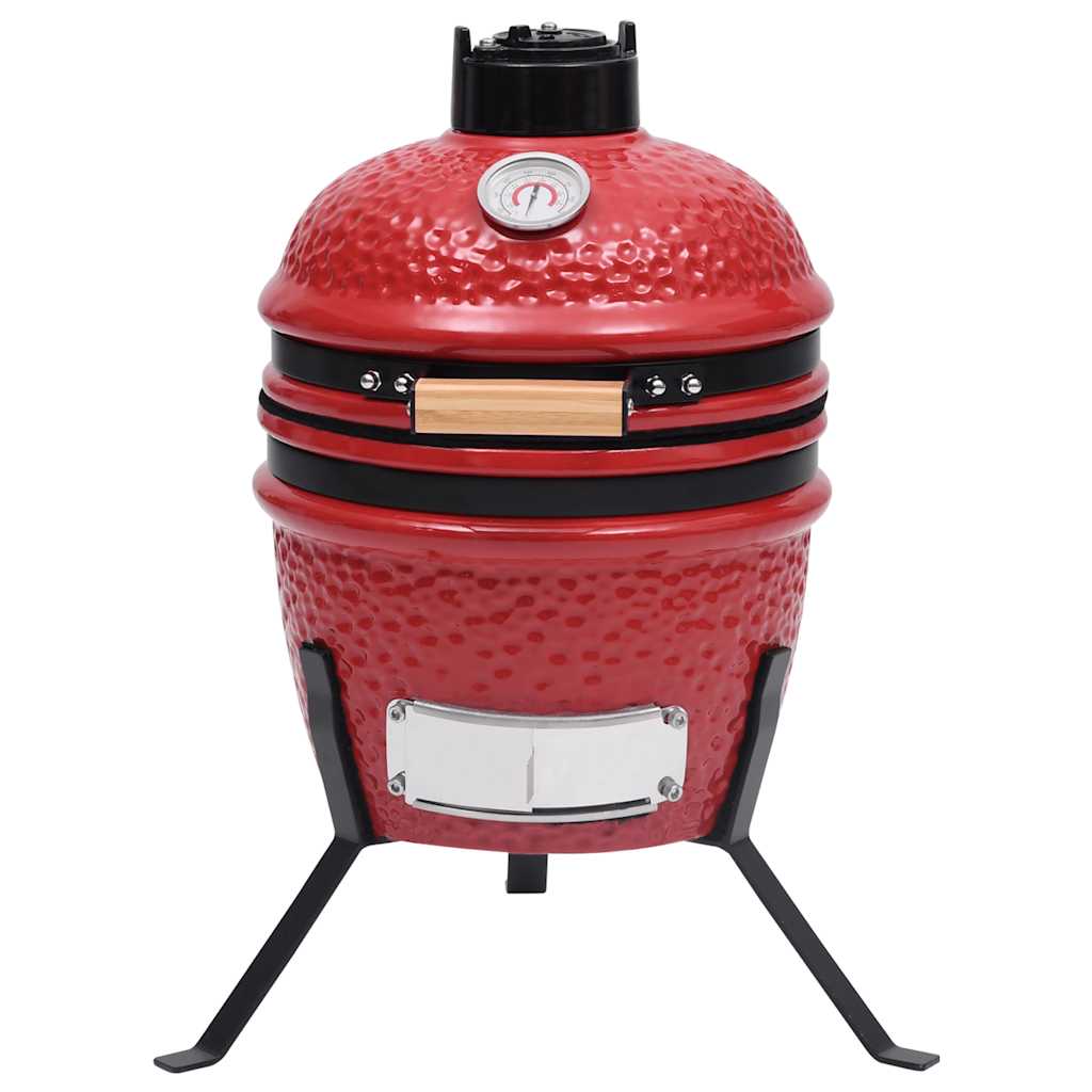 vidaXL Grătar cu afumătoare 2-în-1 Kamado, roșu, 56 cm, ceramică vidaXL Grătar cu afumătoare 2-în-1 Kamado, roșu, 56 cm, ceramică
