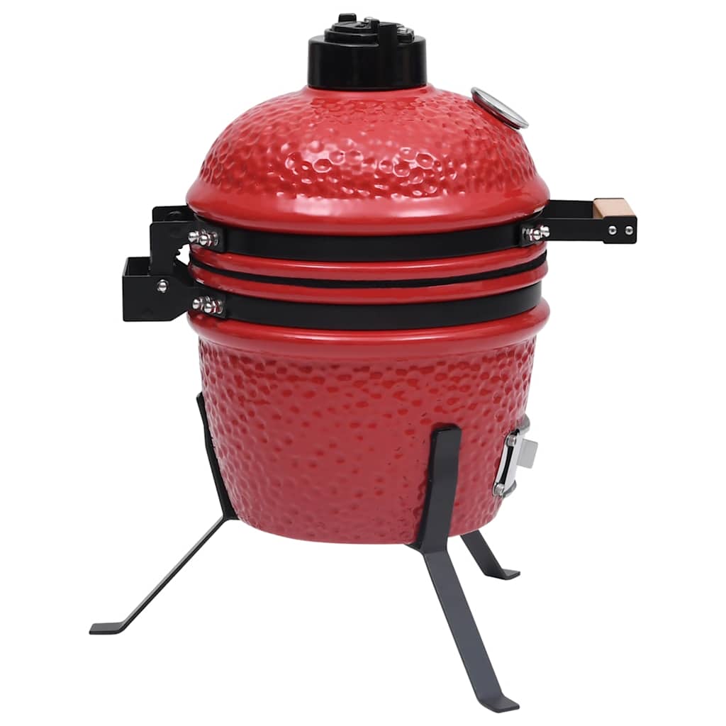 vidaXL Grătar cu afumătoare 2-în-1 Kamado, roșu, 56 cm, ceramică vidaXL Grătar cu afumătoare 2-în-1 Kamado, roșu, 56 cm, ceramică
