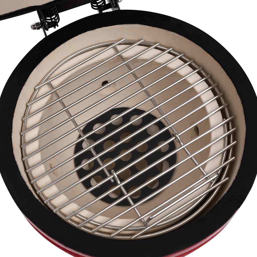 vidaXL Grătar cu afumătoare 2-în-1 Kamado, roșu, 56 cm, ceramică vidaXL Grătar cu afumătoare 2-în-1 Kamado, roșu, 56 cm, ceramică