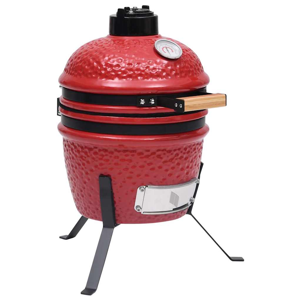 vidaXL Grătar cu afumătoare 2-în-1 Kamado, roșu, 56 cm, ceramică vidaXL Grătar cu afumătoare 2-în-1 Kamado, roșu, 56 cm, ceramică