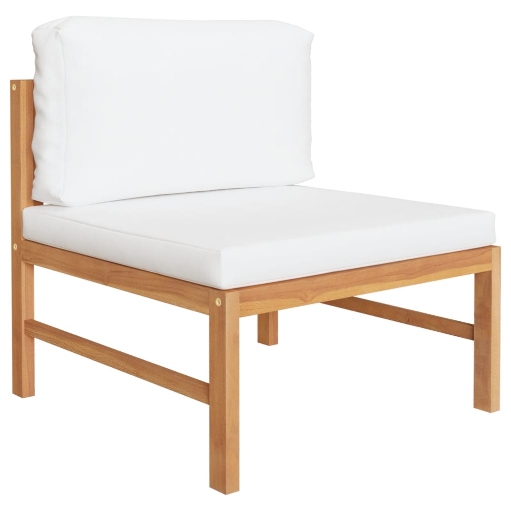 vidaXL Set mobilier grădină cu perne crem, 2 piese, lemn de tec