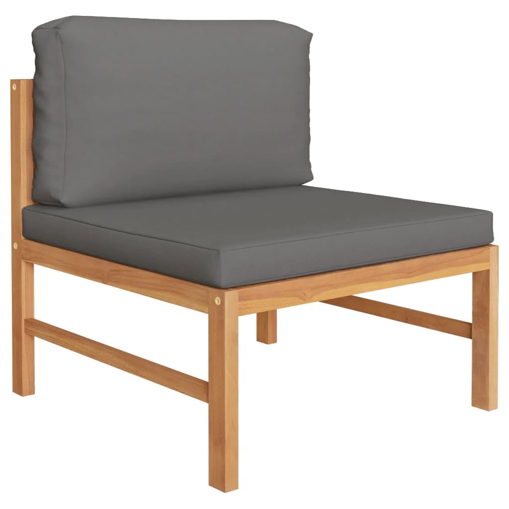 vidaXL Set mobilier grădină cu perne gri închis, 3 piese, lemn de tec vidaXL Set mobilier grădină cu perne gri închis, 3 piese, lemn de tec