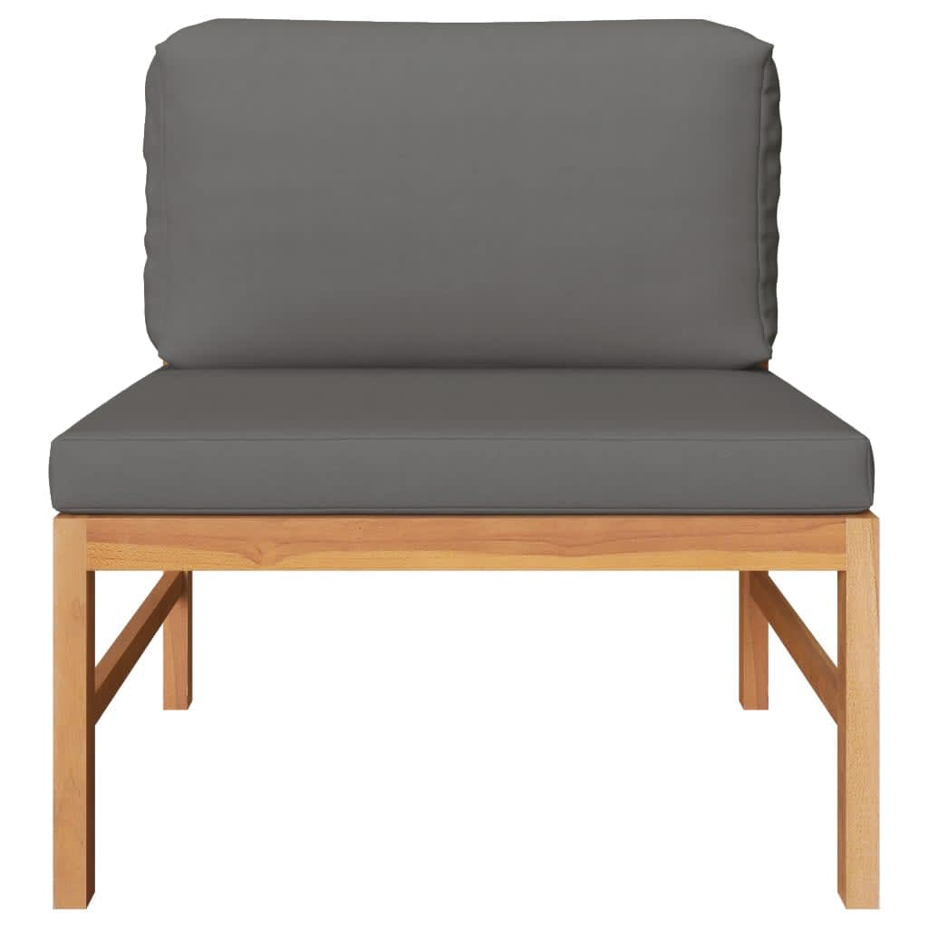 vidaXL Set mobilier grădină cu perne gri închis, 3 piese, lemn de tec vidaXL Set mobilier grădină cu perne gri închis, 3 piese, lemn de tec