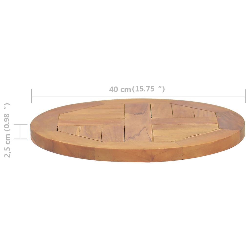 vidaXL Blat de masă, 40 cm, lemn masiv de tec, rotund, 2,5 cm vidaXL Blat de masă, 40 cm, lemn masiv de tec, rotund, 2,5 cm