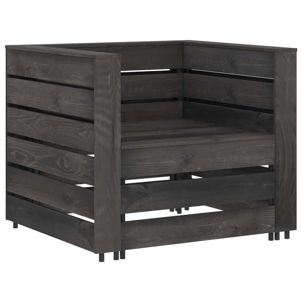 vidaXL Set mobilier de grădină paleți, 2 piese, gri, lemn pin tratat vidaXL Set mobilier de grădină paleți, 2 piese, gri, lemn pin tratat