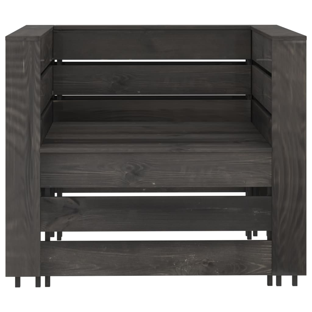 vidaXL Set mobilier de grădină paleți, 2 piese, gri, lemn pin tratat vidaXL Set mobilier de grădină paleți, 2 piese, gri, lemn pin tratat