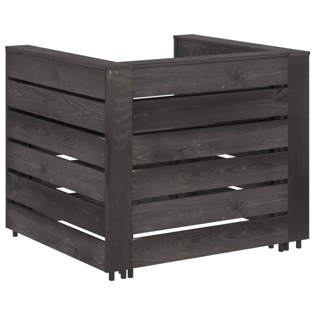 vidaXL Set mobilier de grădină paleți, 2 piese, gri, lemn pin tratat vidaXL Set mobilier de grădină paleți, 2 piese, gri, lemn pin tratat
