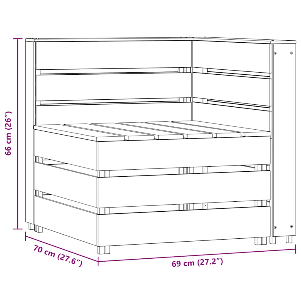 vidaXL Canapea colțar de grădină din paleți, lemn de pin tratat