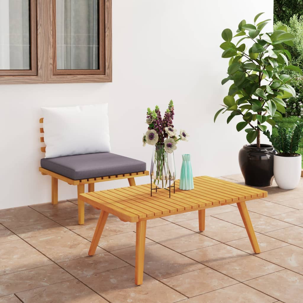 vidaXL Set mobilier de grădină cu perne, 2 piese, lemn masiv de acacia vidaXL Set mobilier de grădină cu perne, 2 piese, lemn masiv de acacia