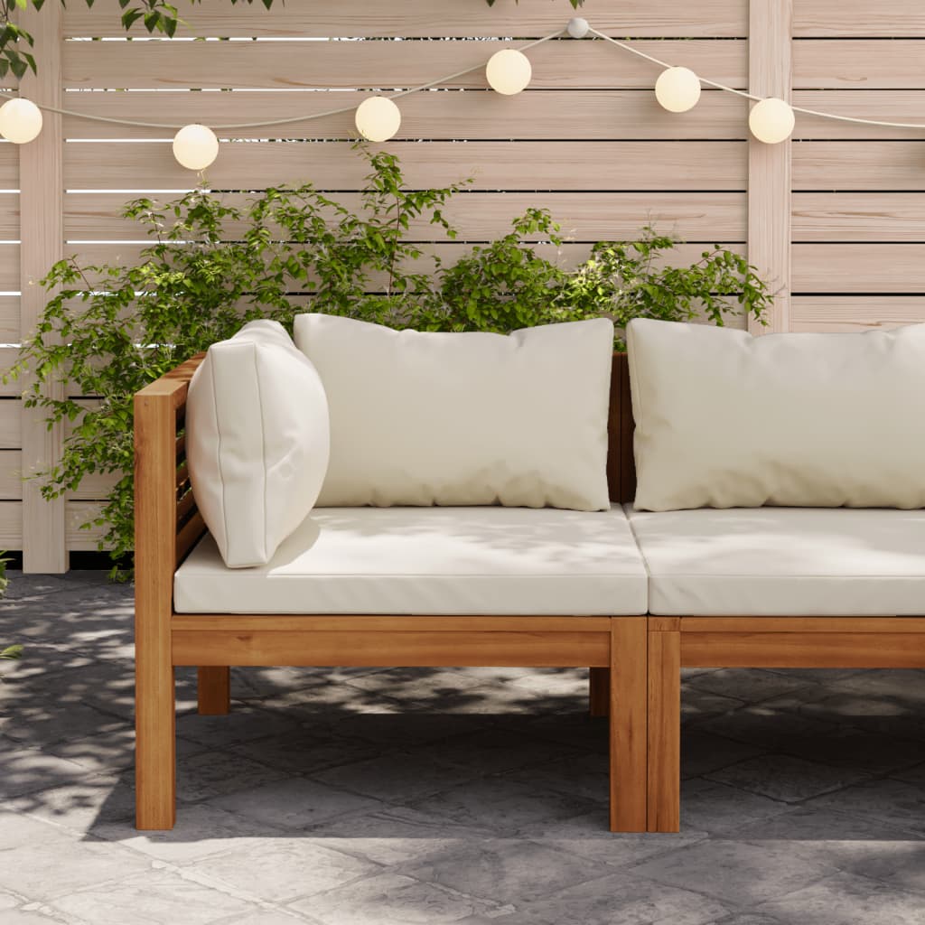 vidaXL Canapea modulară de colț cu perne alb crem, lemn de acacia vidaXL Canapea modulară de colț cu perne alb crem, lemn de acacia
