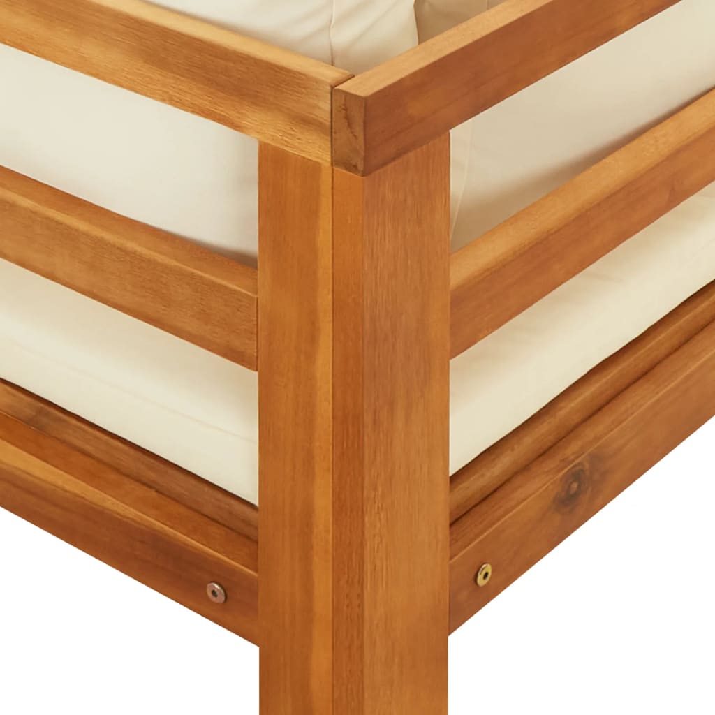 vidaXL Șezlong cu 1 cotieră, alb crem, lemn masiv de acacia vidaXL Șezlong cu 1 cotieră, alb crem, lemn masiv de acacia