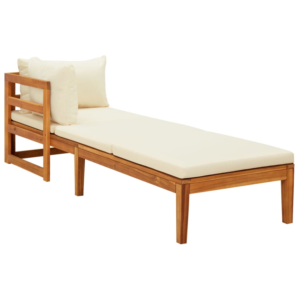 vidaXL Șezlong cu 1 cotieră, alb crem, lemn masiv de acacia vidaXL Șezlong cu 1 cotieră, alb crem, lemn masiv de acacia