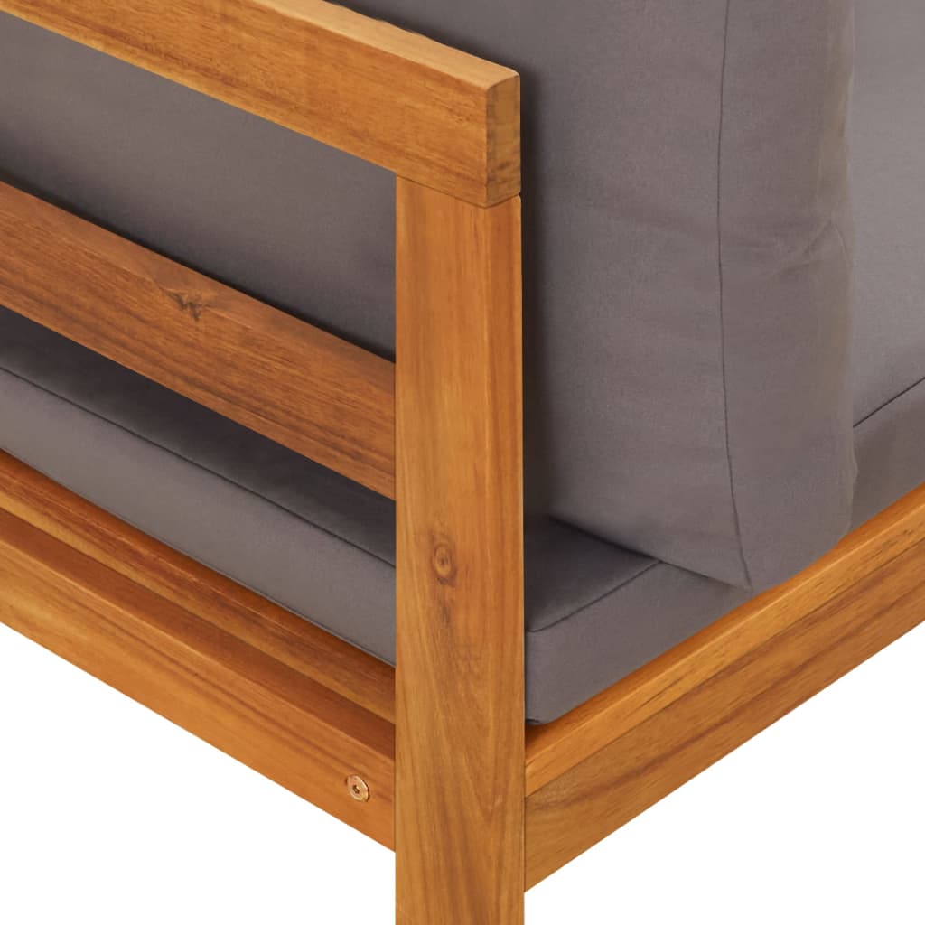 vidaXL Set mobilier grădină cu perne gri închis, 2 piese, lemn acacia