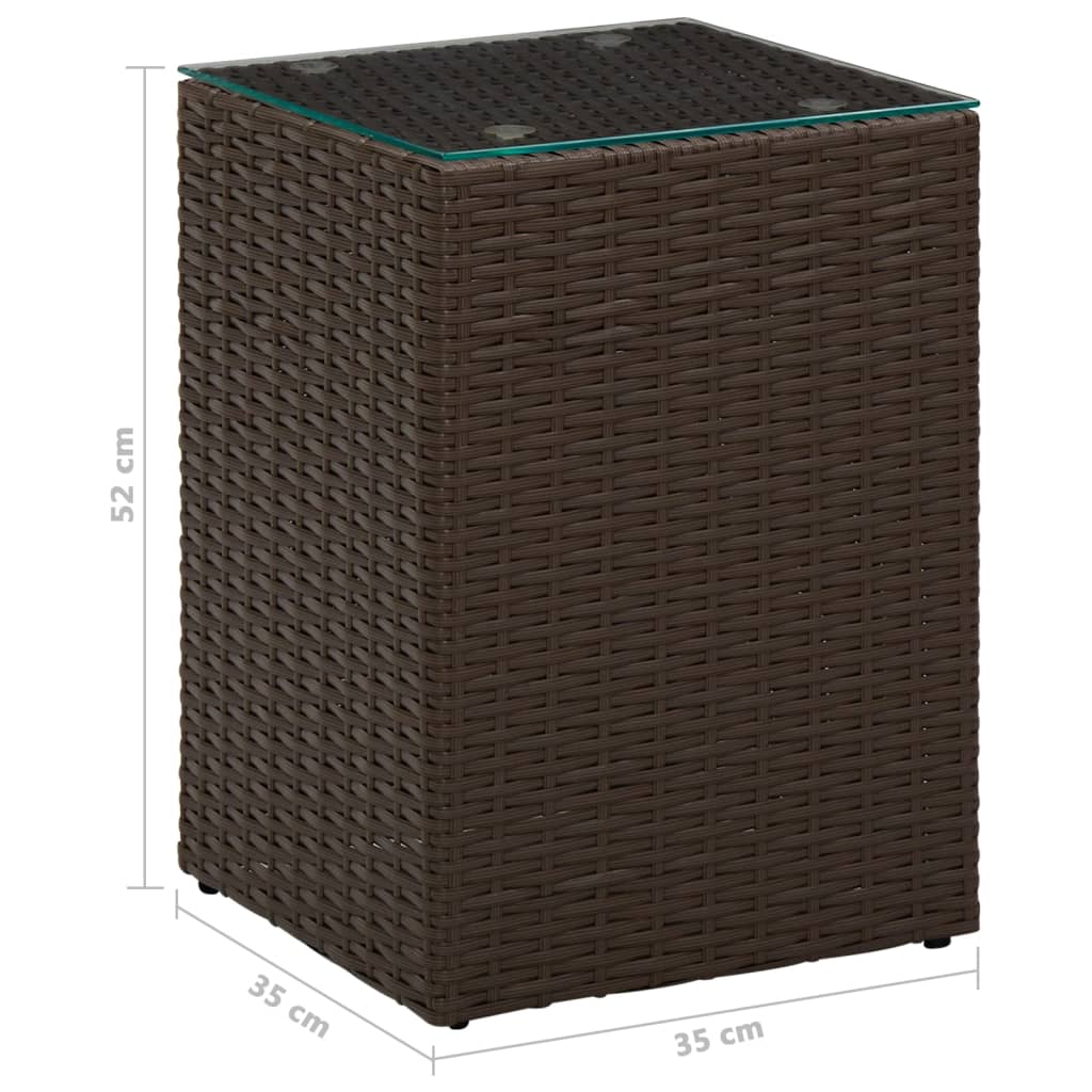 vidaXL Masă laterală cu blat de sticlă, maro, 35x35x52 cm, poliratan vidaXL Masă laterală cu blat de sticlă, maro, 35x35x52 cm, poliratan