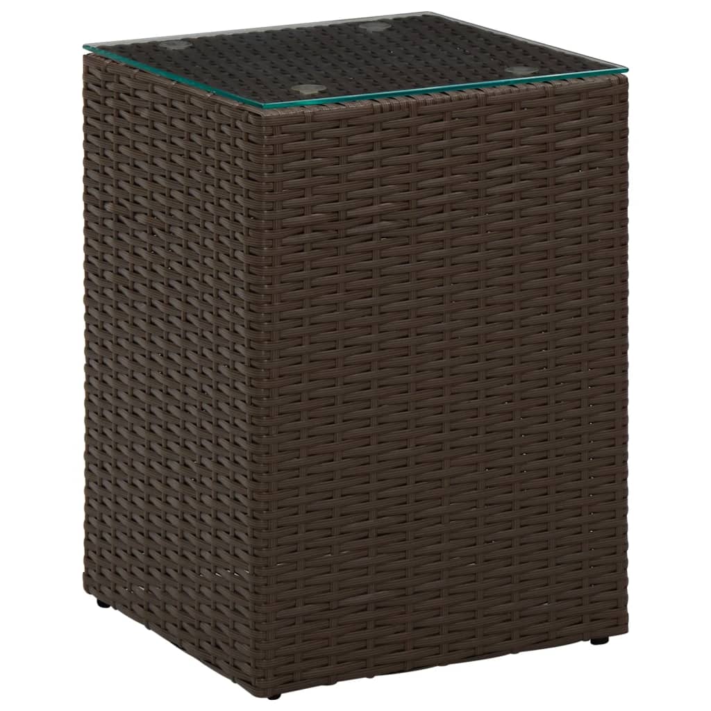 vidaXL Masă laterală cu blat de sticlă, maro, 35x35x52 cm, poliratan vidaXL Masă laterală cu blat de sticlă, maro, 35x35x52 cm, poliratan