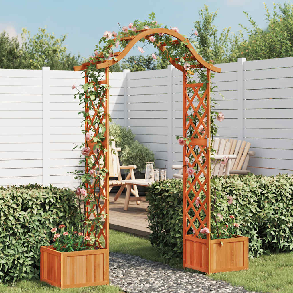 vidaXL Pergolă de grădină cu jardinieră, lemn masiv de brad vidaXL Pergolă de grădină cu jardinieră, lemn masiv de brad
