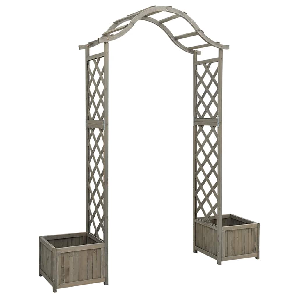 vidaXL Pergolă de grădină cu jardinieră, gri, lemn masiv de brad vidaXL Pergolă de grădină cu jardinieră, gri, lemn masiv de brad