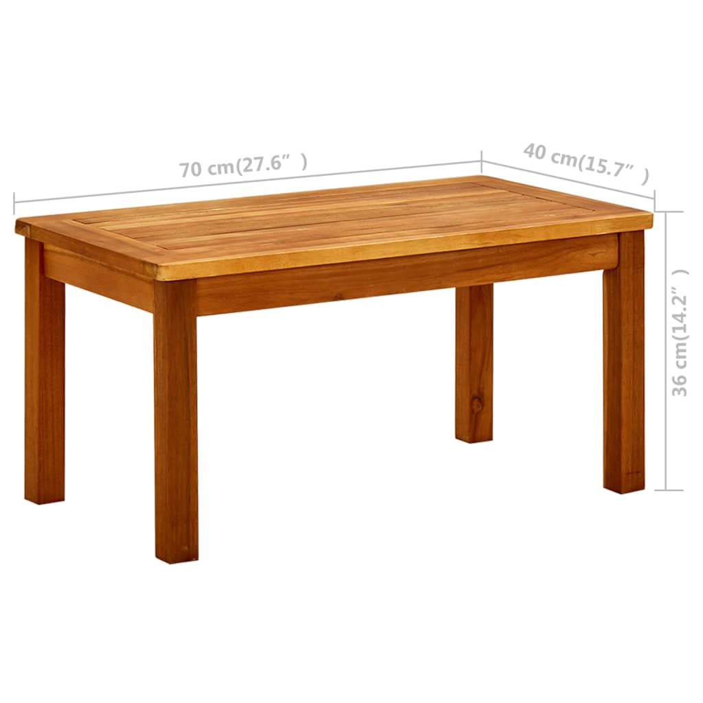 vidaXL Măsuță de cafea de grădină, 70x40x36 cm, lemn masiv acacia vidaXL Măsuță de cafea de grădină, 70x40x36 cm, lemn masiv acacia