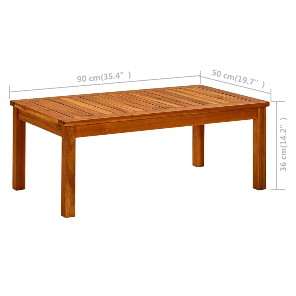 vidaXL Măsuță de cafea de grădină, 90x50x36 cm, lemn masiv acacia vidaXL Măsuță de cafea de grădină, 90x50x36 cm, lemn masiv acacia