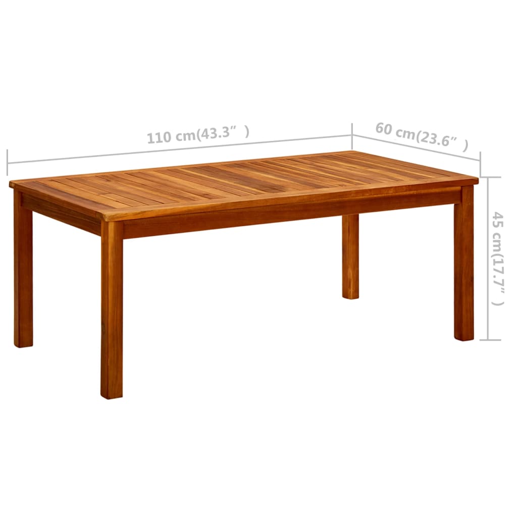 vidaXL Măsuță de cafea de grădină 110x60x45 cm lemn masiv acacia vidaXL Măsuță de cafea de grădină 110x60x45 cm lemn masiv acacia