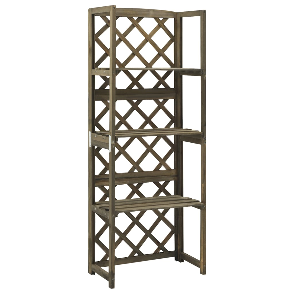 vidaXL Spalier cu rafturi, gri, 55x30x140 cm, lemn masiv brad vidaXL Spalier cu rafturi, gri, 55x30x140 cm, lemn masiv brad