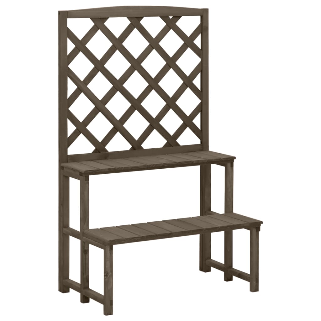 vidaXL Suport plante cu spalier, gri, 70x42x115 cm, lemn masiv de brad vidaXL Suport plante cu spalier, gri, 70x42x115 cm, lemn masiv de brad
