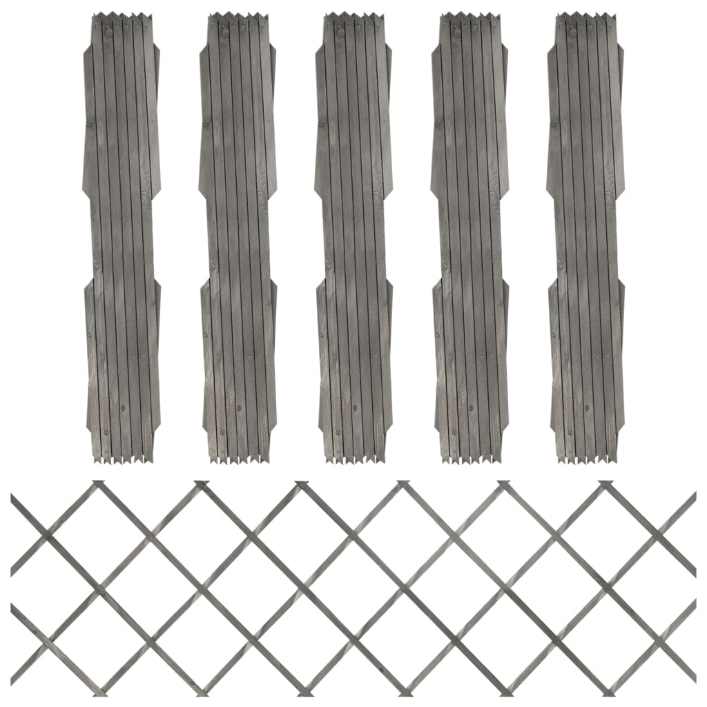 vidaXL Garduri din spalier, 5 buc., gri, 180x60 cm, lemn masiv de brad vidaXL Garduri din spalier, 5 buc., gri, 180x60 cm, lemn masiv de brad