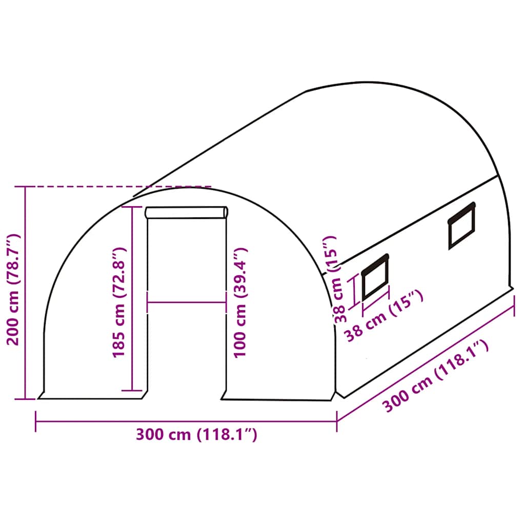 vidaXL Copertină de rezervă pentru seră (9 m²), verde, 300x300x200 cm vidaXL Copertină de rezervă pentru seră (9 m²), verde, 300x300x200 cm