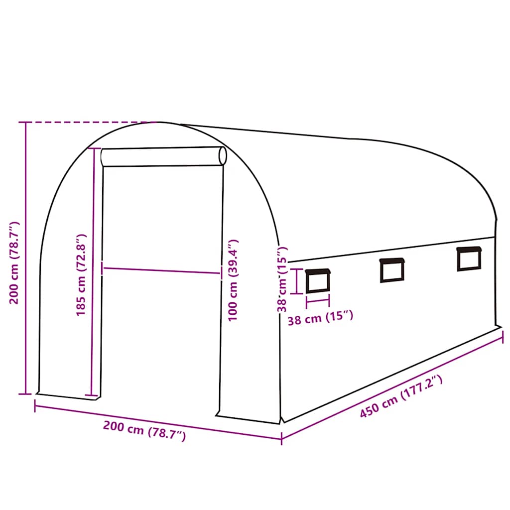 vidaXL Copertină de rezervă pentru seră (9 m²), verde, 200x450x200 cm vidaXL Copertină de rezervă pentru seră (9 m²), verde, 200x450x200 cm