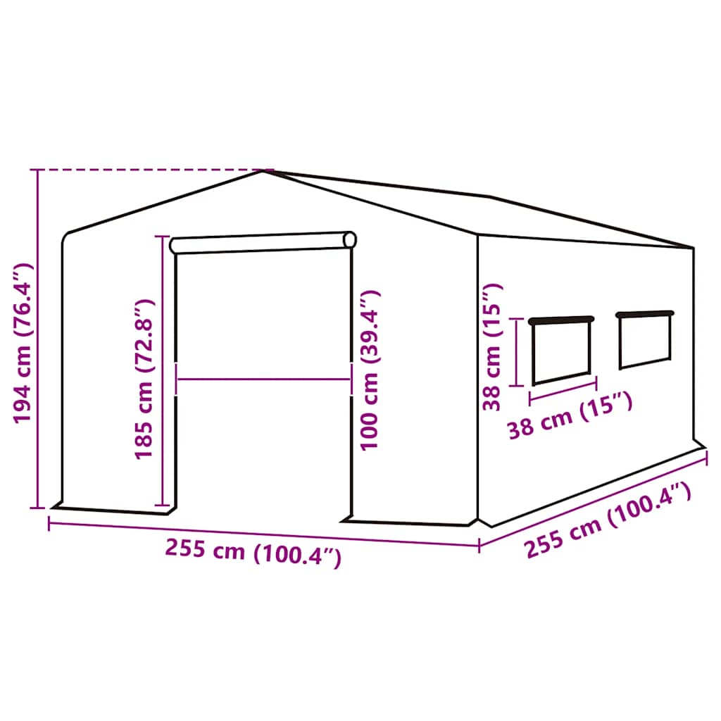 vidaXL Copertină rezervă pentru seră (6,5025 m²), verde, 255x255x194cm vidaXL Copertină rezervă pentru seră (6,5025 m²), verde, 255x255x194cm