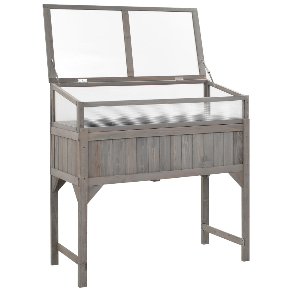 vidaXL Strat înălțat cu seră, 110x54x120 cm, lemn masiv de brad vidaXL Strat înălțat cu seră, 110x54x120 cm, lemn masiv de brad