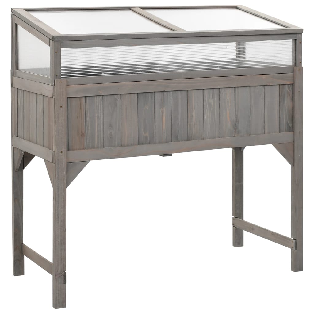 vidaXL Strat înălțat cu seră, 110x54x120 cm, lemn masiv de brad vidaXL Strat înălțat cu seră, 110x54x120 cm, lemn masiv de brad