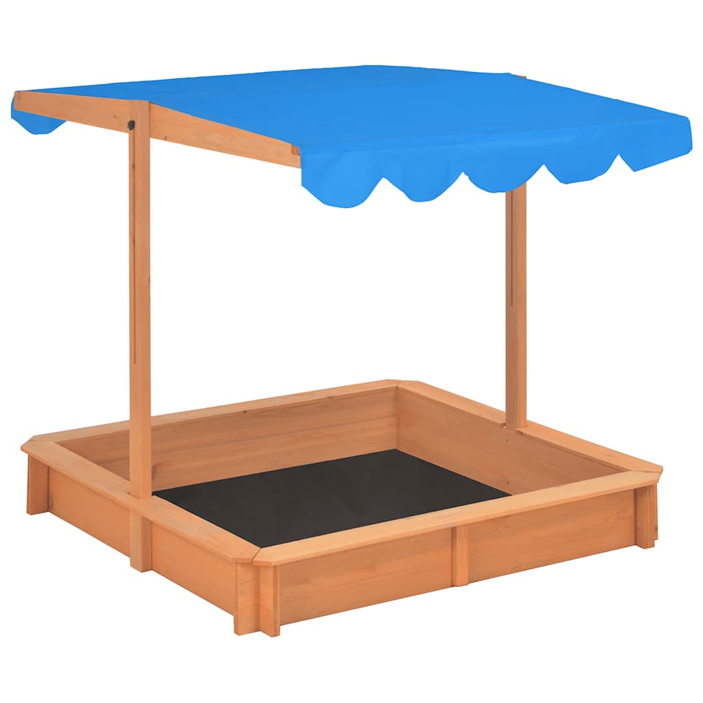vidaXL Cutie de nisip cu acoperiș ajustabil, 115x115x115 cm, lemn brad vidaXL Cutie de nisip cu acoperiș ajustabil, 115x115x115 cm, lemn brad