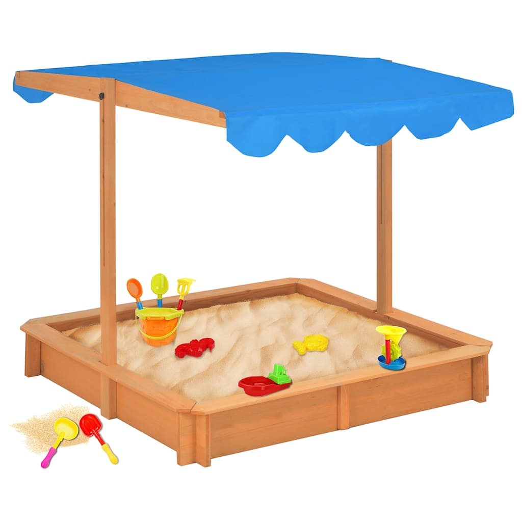 vidaXL Cutie de nisip cu acoperiș ajustabil, 115x115x115 cm, lemn brad vidaXL Cutie de nisip cu acoperiș ajustabil, 115x115x115 cm, lemn brad