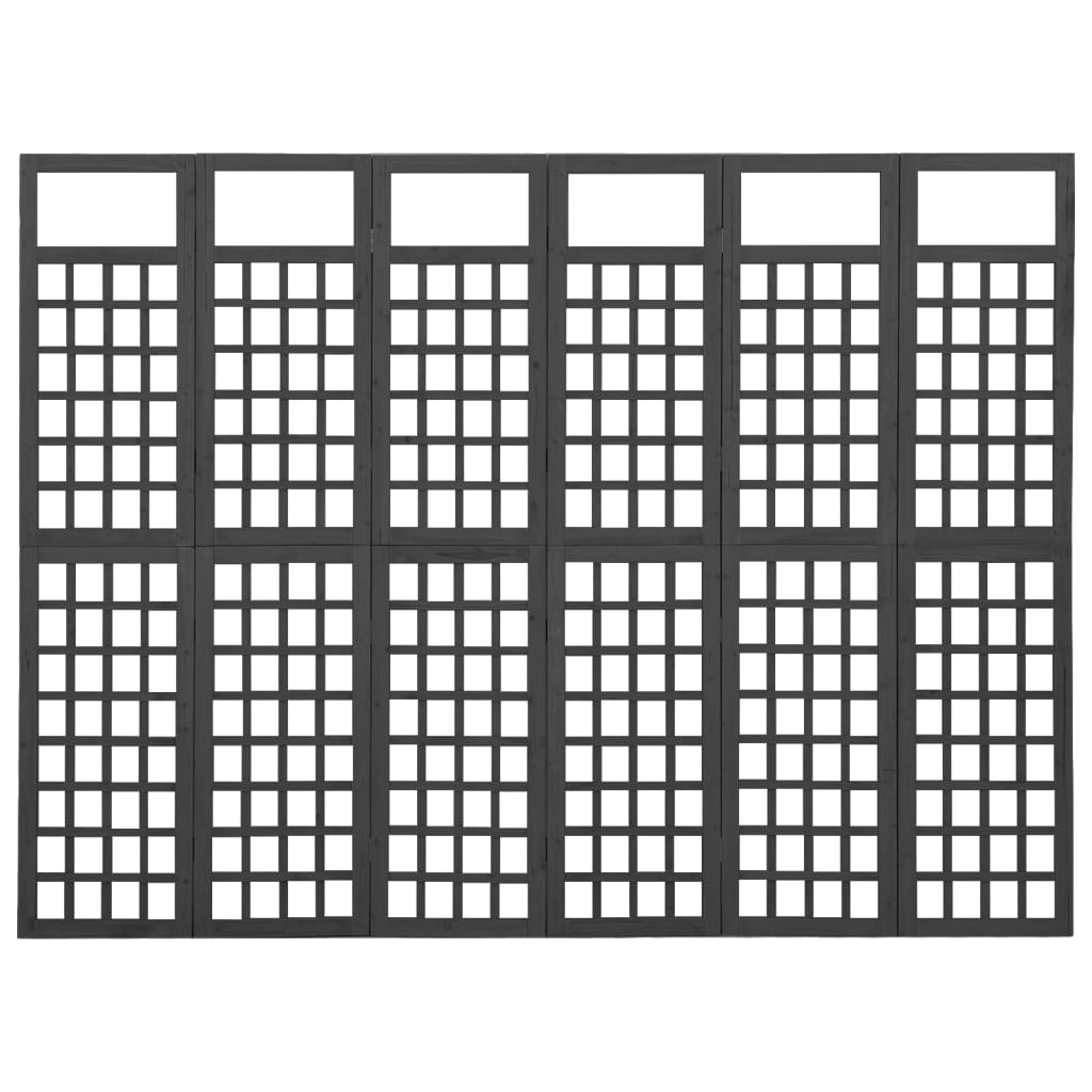 vidaXL Separator cameră 6 panouri negru 242,5x180 cm nuiele/lemn brad vidaXL Separator cameră 6 panouri negru 242,5x180 cm nuiele/lemn brad