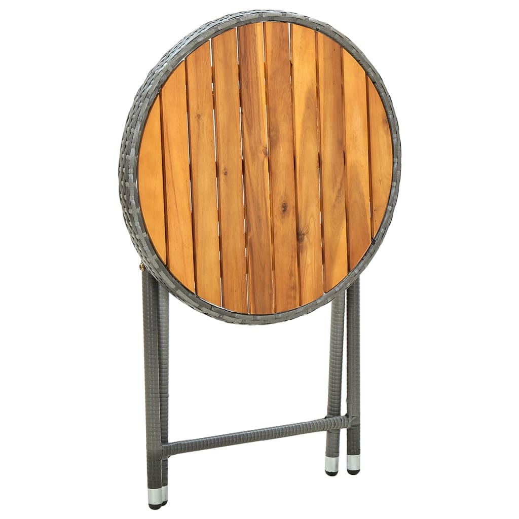 vidaXL Masă de ceai, gri, 60 cm, poliratan și lemn masiv acacia vidaXL Masă de ceai, gri, 60 cm, poliratan și lemn masiv acacia
