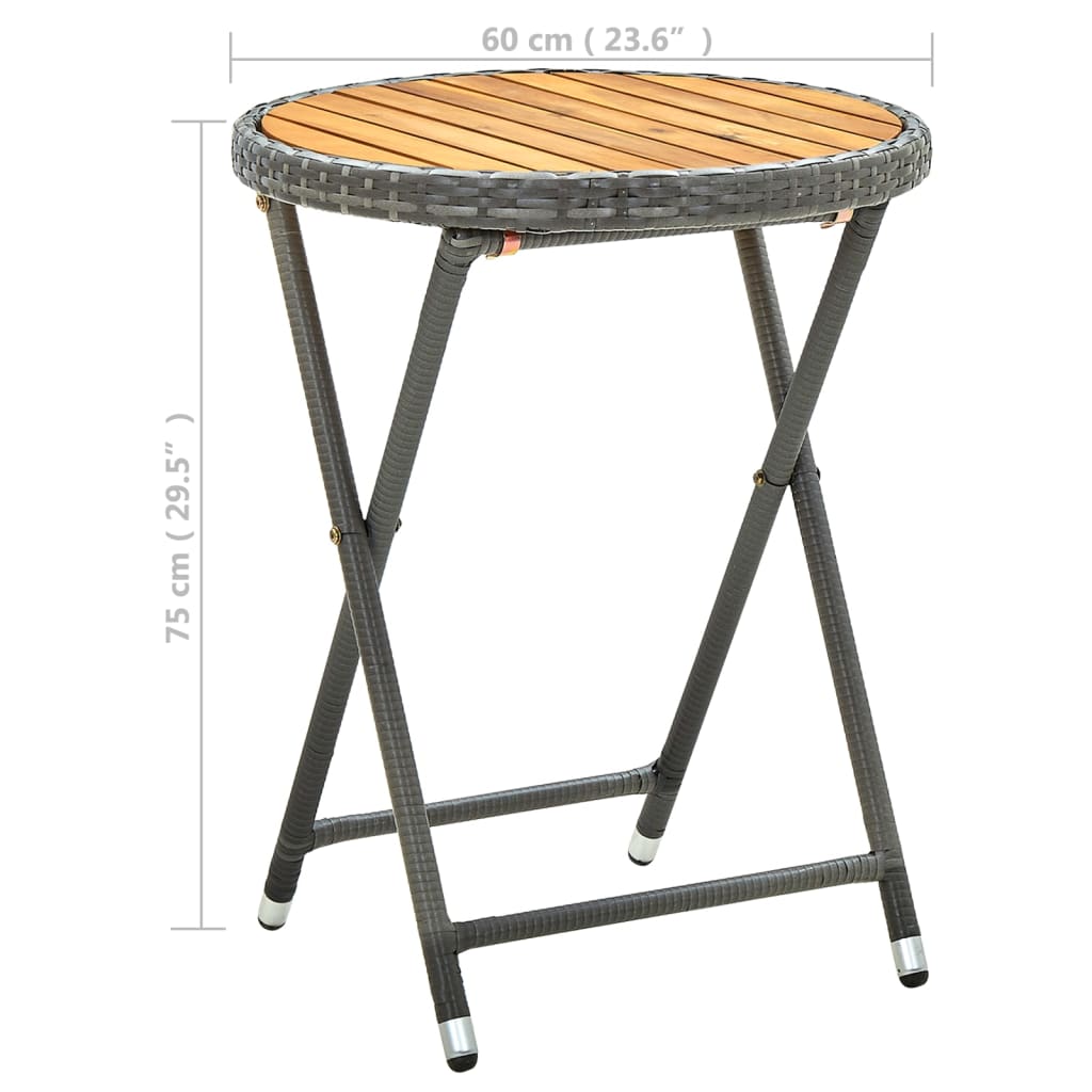 vidaXL Masă de ceai, gri, 60 cm, poliratan și lemn masiv acacia vidaXL Masă de ceai, gri, 60 cm, poliratan și lemn masiv acacia