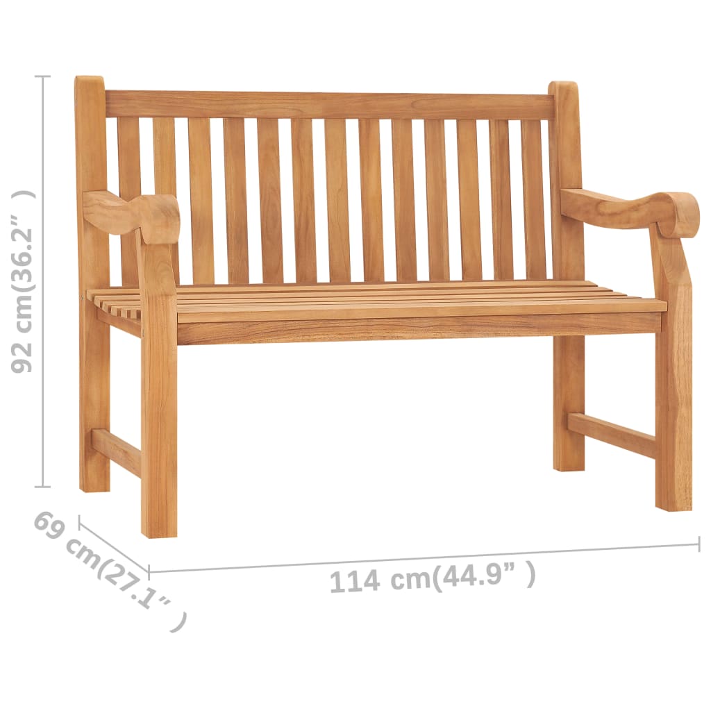 vidaXL Bancă de grădină, 114 cm, lemn masiv de tec